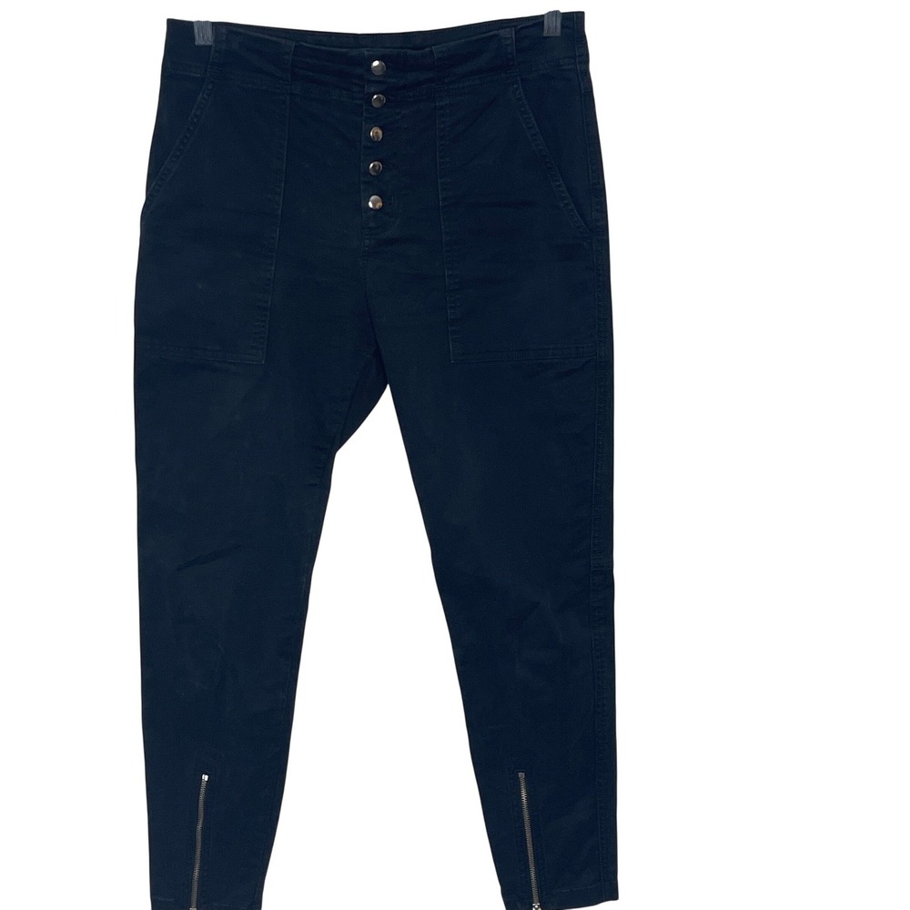 A.L.C. Black Utility High‎ Rise Button Fly  Ankle Zip Pants Size 10